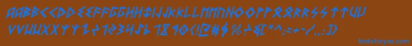 HeorotItalic Font – Blue Fonts on Brown Background
