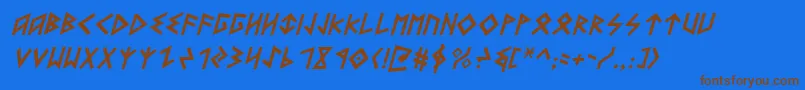 HeorotItalic Font – Brown Fonts on Blue Background