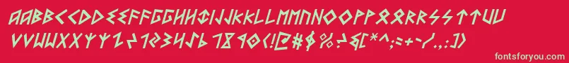 Fonte HeorotItalic – fontes verdes em um fundo vermelho