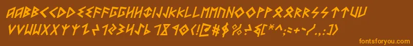 Saiba mais sobre a fonte HeorotItalic Fonte HeorotItalic – fontes laranjas em um fundo marrom