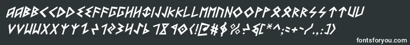 HeorotItalic-fontti – valkoiset fontit mustalla taustalla