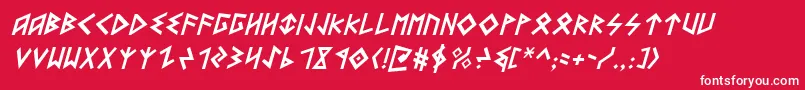 フォントHeorotItalic – 赤い背景に白い文字