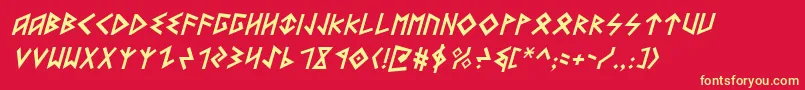 フォントHeorotItalic – 黄色の文字、赤い背景