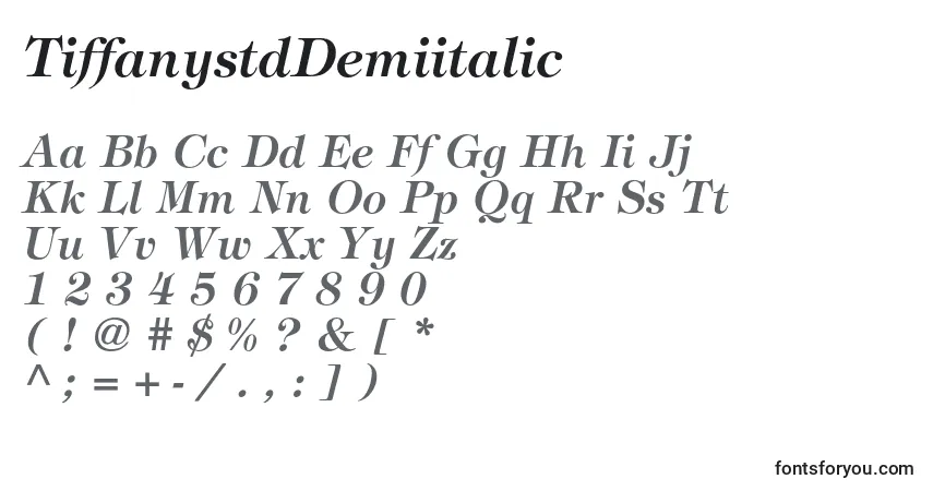 Schriftart TiffanystdDemiitalic – Alphabet, Zahlen, spezielle Symbole