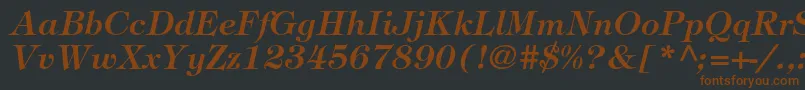 フォントTiffanystdDemiitalic – 黒い背景に茶色のフォント