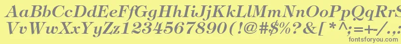 TiffanystdDemiitalic-fontti – harmaat kirjasimet keltaisella taustalla