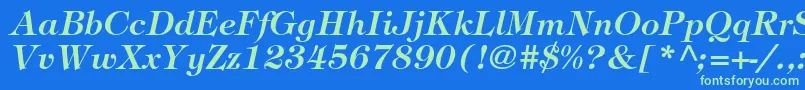 TiffanystdDemiitalic-Schriftart – Grüne Schriften auf blauem Hintergrund