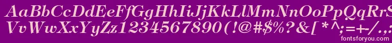 Fonte TiffanystdDemiitalic – fontes rosa em um fundo violeta