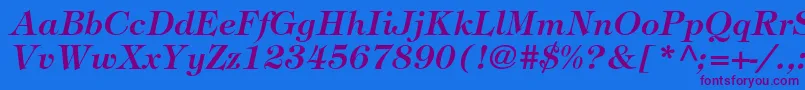 フォントTiffanystdDemiitalic – 紫色のフォント、青い背景