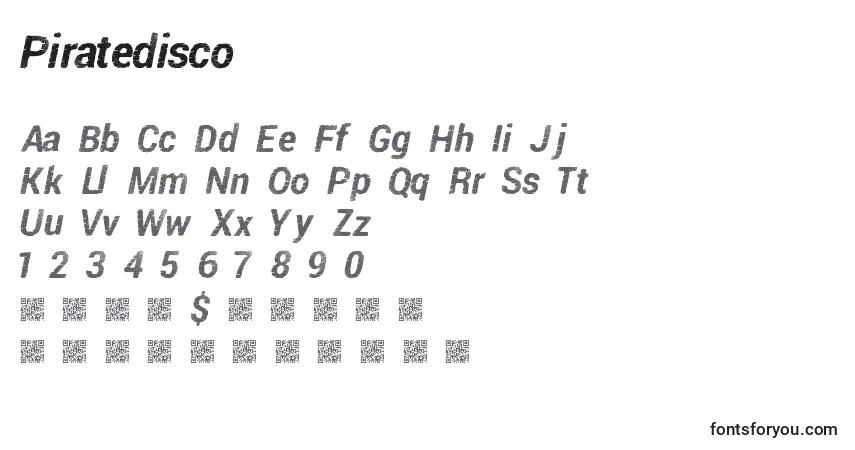 Schriftart Piratedisco – Alphabet, Zahlen, spezielle Symbole