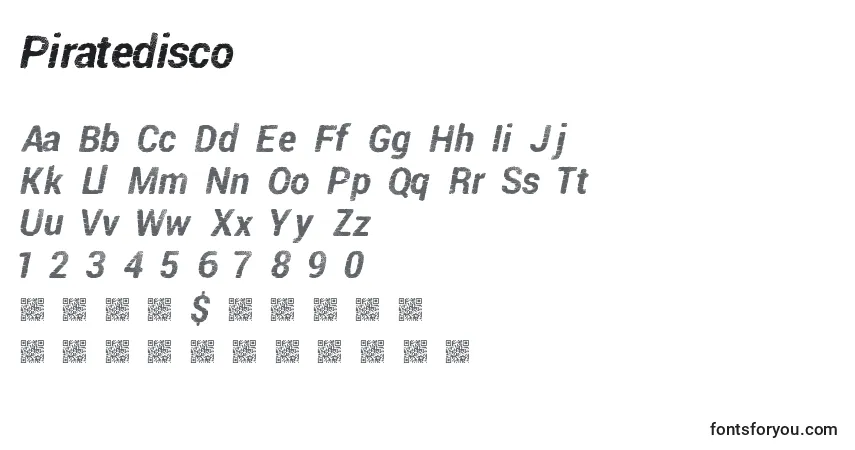 A fonte Piratedisco – alfabeto, números, caracteres especiais