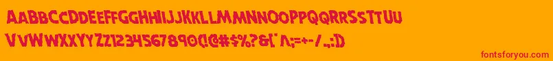 Horroweenleft-Schriftart – Rote Schriften auf orangefarbenem Hintergrund