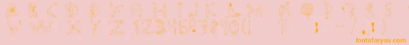 フォントTipografia.Zombie. – オレンジの文字がピンクの背景にあります。