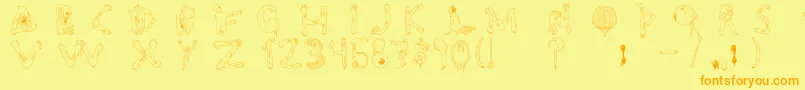 Saiba mais sobre a fonte Tipografia.Zombie. Fonte Tipografia.Zombie. – fontes laranjas em um fundo amarelo