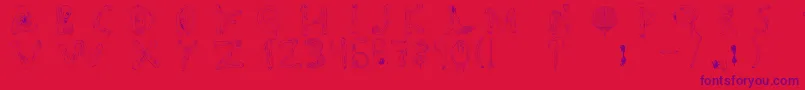 Fonte Tipografia.Zombie. – fontes roxas em um fundo vermelho