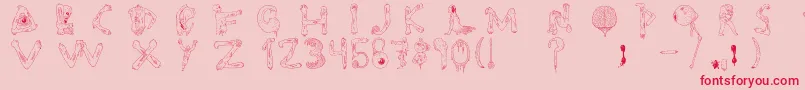 Fonte Tipografia.Zombie. – fontes vermelhas em um fundo rosa