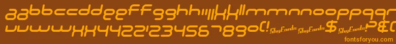 SfTechnodelightNsItalic Font – Orange Fonts on Brown Background