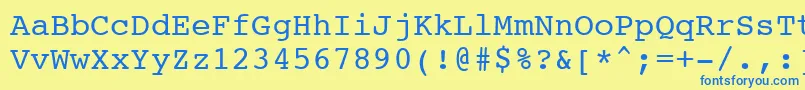 Courier10PitchBt Font – Blue Fonts on Yellow Background