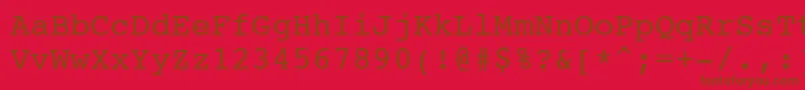 Courier10PitchBt-fontti – ruskeat fontit punaisella taustalla