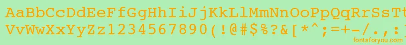 フォントCourier10PitchBt – オレンジの文字が緑の背景にあります。