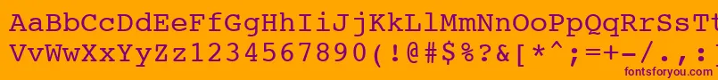 Courier10PitchBt Font – Purple Fonts on Orange Background
