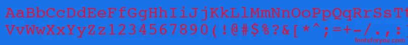 Courier10PitchBt Font – Red Fonts on Blue Background