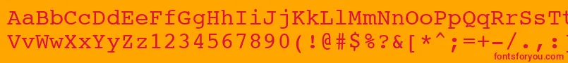 Courier10PitchBt-fontti – punaiset fontit oranssilla taustalla