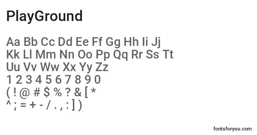 Шрифт PlayGround – алфавит, цифры, специальные символы