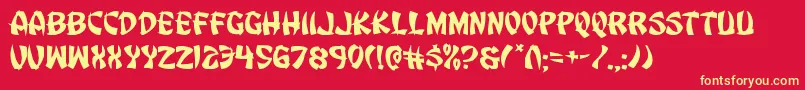 Eggrollexpand-Schriftart – Gelbe Schriften auf rotem Hintergrund