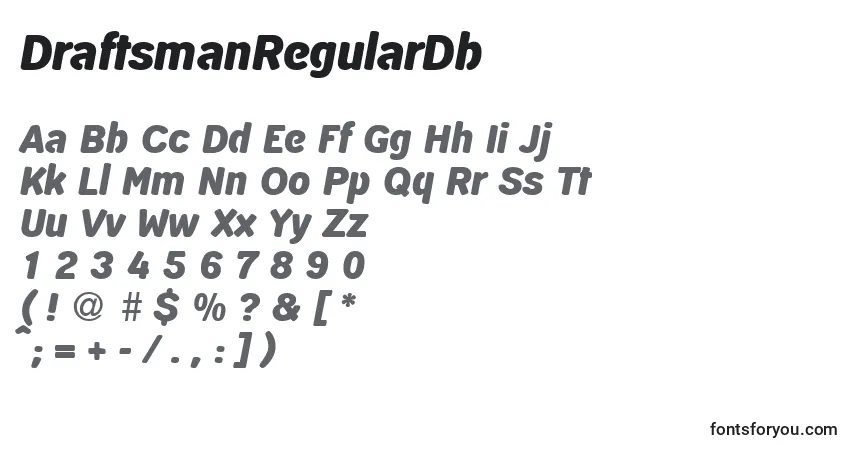 DraftsmanRegularDb-fontti – aakkoset, numerot, erikoismerkit