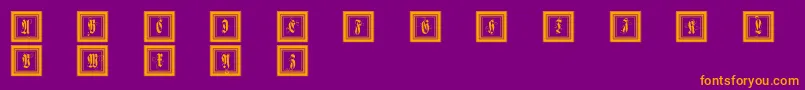 Framedfraxcaps-Schriftart – Orangefarbene Schriften auf violettem Hintergrund