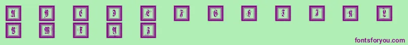 Framedfraxcaps Font – Purple Fonts on Green Background