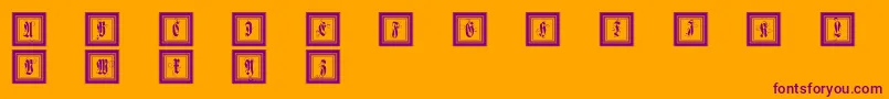 Framedfraxcaps-fontti – violetit fontit oranssilla taustalla