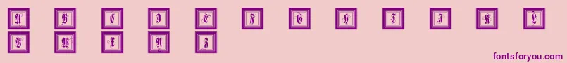 Fonte Framedfraxcaps – fontes roxas em um fundo rosa