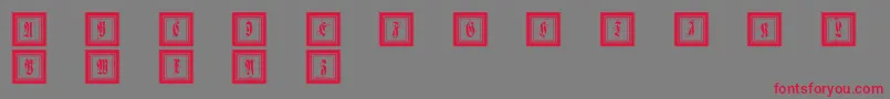 Framedfraxcaps-Schriftart – Rote Schriften auf grauem Hintergrund