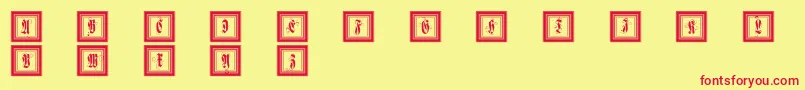 Framedfraxcaps Font – Red Fonts on Yellow Background