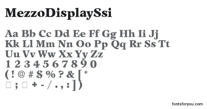 Шрифт MezzoDisplaySsi – алфавит, цифры, специальные символы