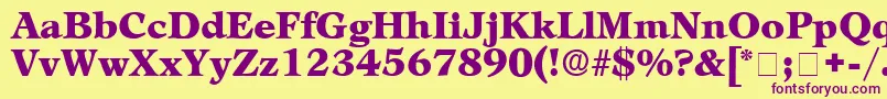 MezzoDisplaySsi-Schriftart – Violette Schriften auf gelbem Hintergrund