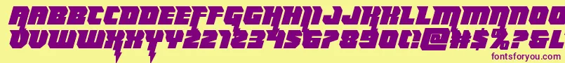 Thundertitansemistraight Font – Purple Fonts on Yellow Background