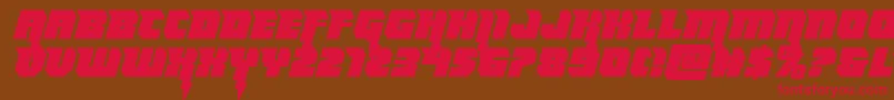 Thundertitansemistraight-Schriftart – Rote Schriften auf braunem Hintergrund
