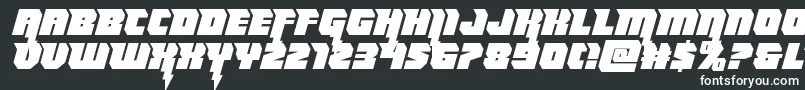 Thundertitansemistraight-fontti – valkoiset fontit mustalla taustalla