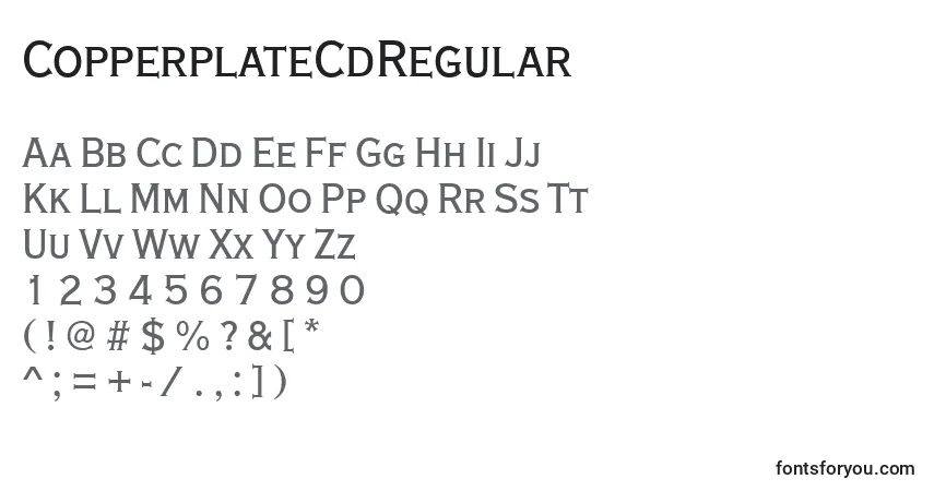 Schriftart CopperplateCdRegular – Alphabet, Zahlen, spezielle Symbole