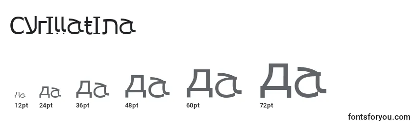 Размеры шрифта Cyrillatina