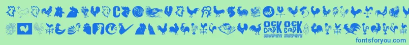 Cock Font – Blue Fonts on Green Background