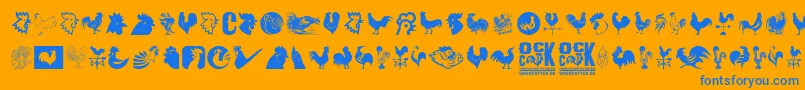Cock Font – Blue Fonts on Orange Background
