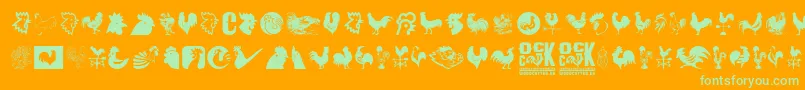 Cock-Schriftart – Grüne Schriften auf orangefarbenem Hintergrund