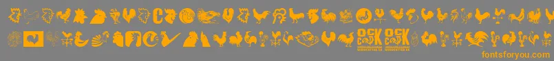 Cock-Schriftart – Orangefarbene Schriften auf grauem Hintergrund