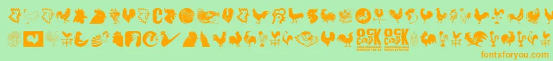 Cock Font – Orange Fonts on Green Background