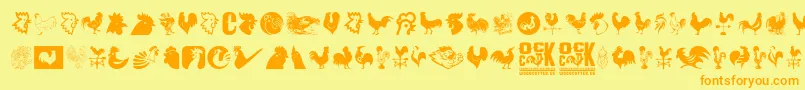 Cock Font – Orange Fonts on Yellow Background