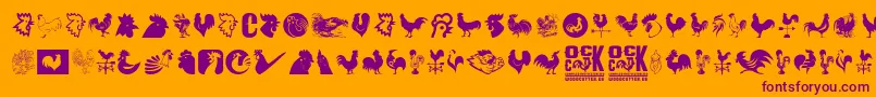 Cock Font – Purple Fonts on Orange Background